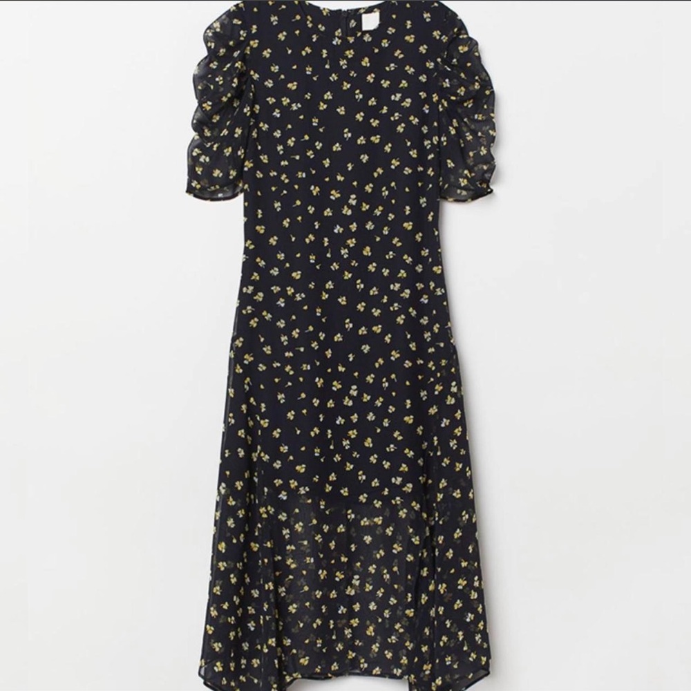 Black Floral Puff Sleeve Dress
